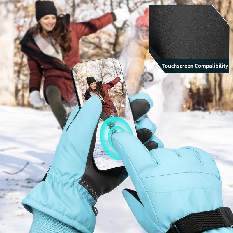 Odtmger Ski Gloves,Waterproof, Touchscreen-Compatible, Winter Warm Cotton Filled, Anti-Loss Rope for Parent Child - Image 5